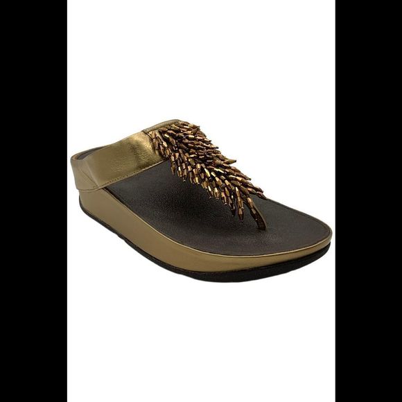 FitFlop Women's Rumba Beaded Toe-Post Sandals Gold - Medium - Picture 1 of 3